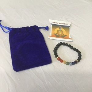 Seven Chakra Gems with Lava Beads Bracelet